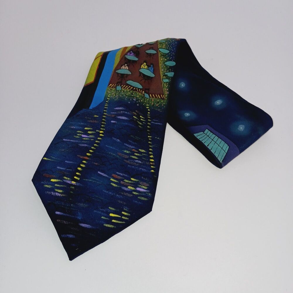 L'EXPTESSION Tie Hand Painted in the Style Of Vincent Van Gogh,mens Necktie
